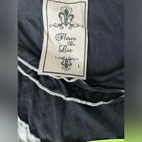 Fleur De Lis Flowy Black/Gray/White Sleeveless Dress, Size Large - Picture 6 of 6